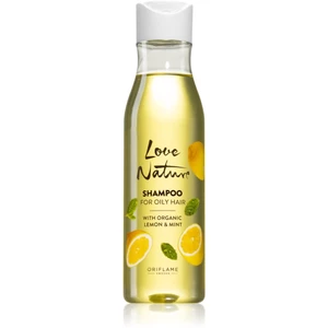 Oriflame Love Nature Organic Lemon & Mint hĺbkovo čistiaci šampón pre mastné vlasy 250 ml