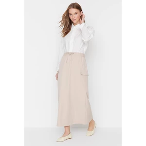 Trendyol Creamy Elastic Waist, Woven Skirt with Pocket Detail