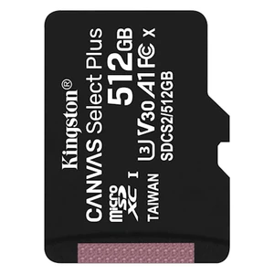 Pamäťová karta Kingston Canvas Select Plus MicroSDXC 512GB UHS-I U1 (100R/85W) (SDCS2/512GBSP) pamäťová karta microSD • kapacita 512 GB • čítanie 100