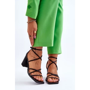 Kožené módní dámské sandály podpatky Černe Primma
