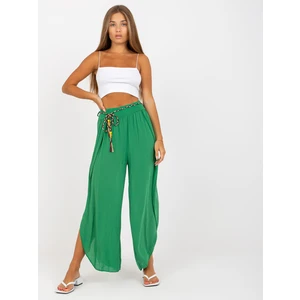 Green wide trousers in high-waisted fabric by OCH BELLA