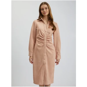 Orsay Light pink women's sheath dress in suede finish - Women