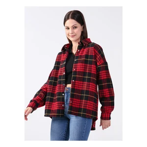 Koton Shirt Collar Plaid Claret Red Melange Women's Shirt 3wal60011iw