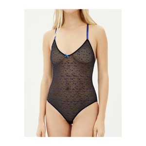 Koton Women's Black Patterned Bodysuit