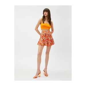 Koton Floral Mini Skirt with Flounces