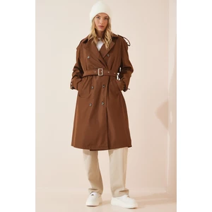 Happiness İstanbul Women's Brown Belted Trench Coat