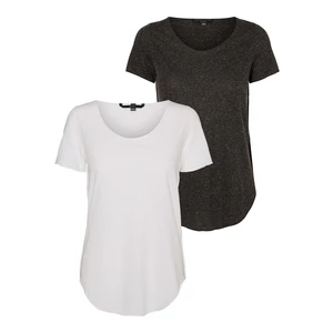 Vero Moda 2 PACK - dámske tričko VMLUA Regular Fit 10172454 Black BRIGHT WHITE S