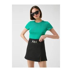 Koton Crew Neck Short Sleeved Ruffled T-Shirt