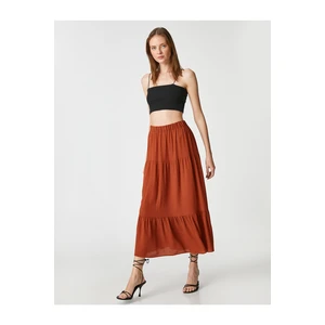 Koton Tiered Midi Length Skirt with Elastic Waist