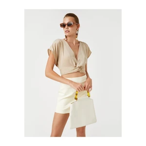 Koton Shirred Detailed Crop Top Satin Look