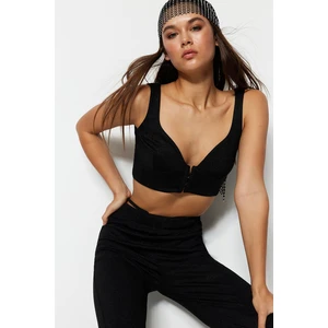 Trendyol Black Crop Lined Knitted Hook Bustier