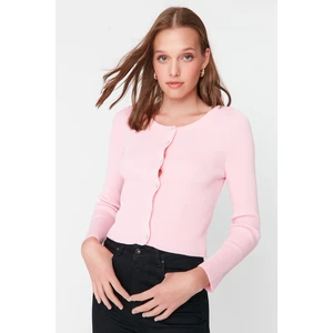 Trendyol Pink Crew Neck Crop Knitwear Cardigan