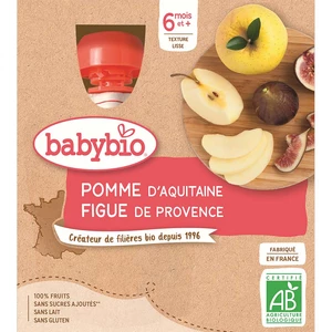 BABYBIO Jablko fík (4x 90 g) - ovocný příkrm