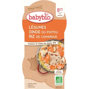 BABYBIO Menu zelenina s morčacím mäsom a ryžou (2x 200 g)