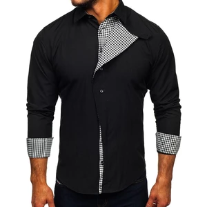 Černá pánská elegantní košile s dlouhým rukávem Bolf  5746-A