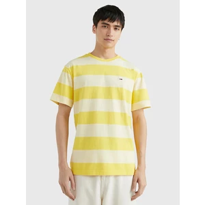 Light Yellow Mens Striped T-Shirt Tommy Jeans - Men