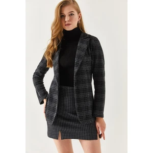 armonika Women's Smoked One-Button Plaid Jacket