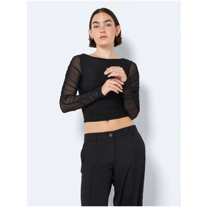 Černé dámské crop top tričko Noisy May Louise - Dámské