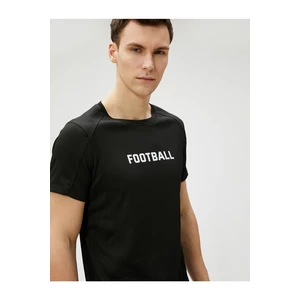 Koton Sports T-Shirt with Stitching Detail Slogan Printed Crew Neck