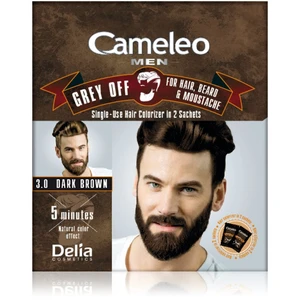 Delia Cosmetics Cameleo Men jednorázová farba pre okamžité zakrytie šedín odtieň 3.0 Dark Brown 2 x 15 ml