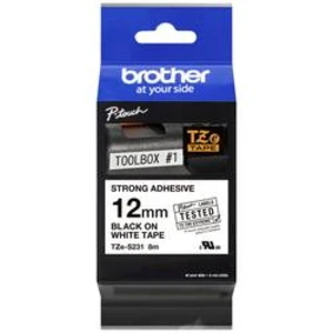 Páska Brother ProTape TZE-S231 vysoce přilnavá bílá/černá 12mm 8m