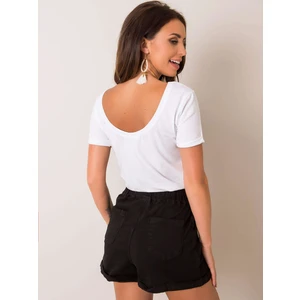 Basic white t-shirt with a neckline on the back