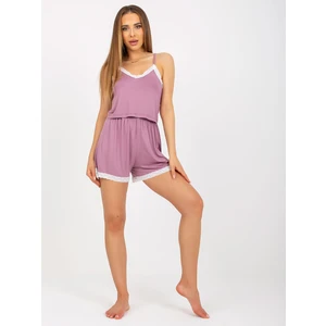 Dusty pink women's pajamas with short top RUE PARIS