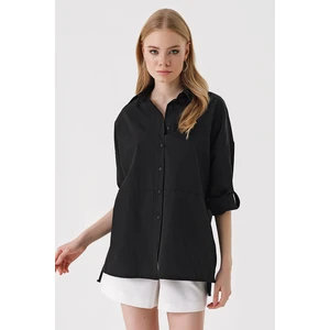 Bigdart 3975 Slit Poplin Shirt - Black