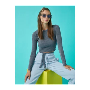 Koton Long Sleeve T-Shirt Crop Tie Waist