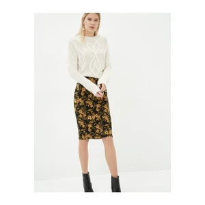 Koton Women's Mustard Patterned Skirt