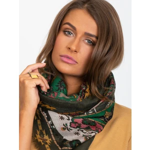 Scarf with folk khaki patterns