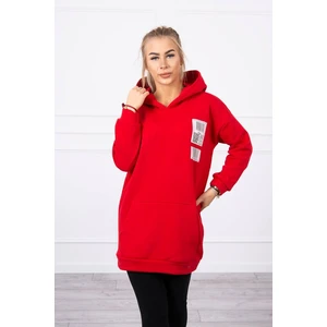 Hooded sweatshirt with patches red