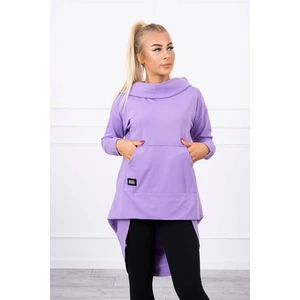 Sweatshirt with long back and hood dark purple