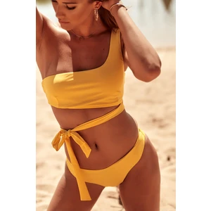 Two-piece asymmetrical yellow swimsuit