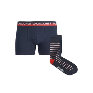 Jack&Jones Pánská sada - boxerky a ponožky JACMAZON 12210741 Navy Blazer Navy Blazer - Navy Blazer S