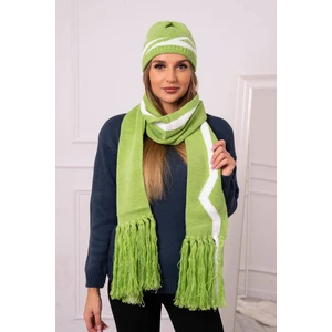 Ladies set with scarf Jagna K356 pistachio