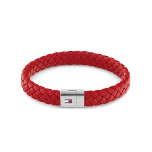 Tommy Hilfiger Červený kožený náramek s ocelovým zapínáním 2790329