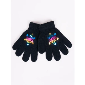 Yoclub Kids's Girls' Five-Finger Gloves With Hologram RED-0068G-AA50-003