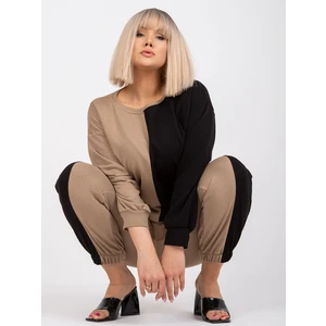 Tmavě béžová a černá mikina plus size od Amishi