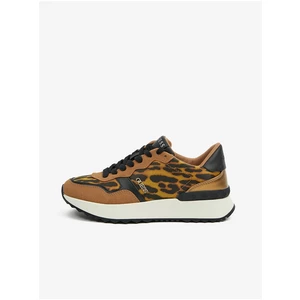 Brown Women's Patterned Sneakers with Leather Details Guess - Women