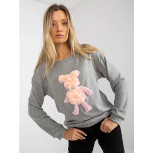 Women's gray classic sweater with 3D application
