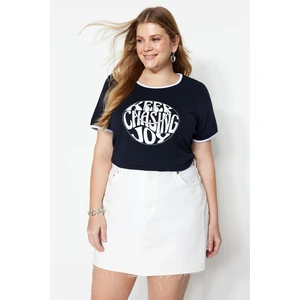 Trendyol Curve Plus Size T-Shirt - Dark blue - Regular fit