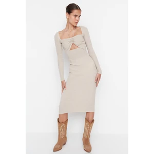 Trendyol Beige Cut Out Detailed Knitwear Dress