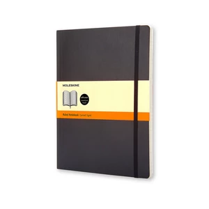 Moleskine - zápisník v měkkých deskách - vel. XL, 19 × 25 cm, linkovaný, černý