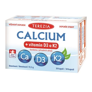 Terezia Calcium + vitamín D3 a K2 30 kapsúl