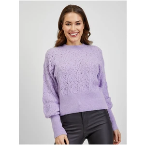 Light purple women's patterned sweater with balloon sleeves ORSAY - Women