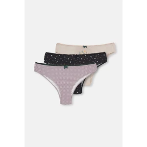 Dagi Gray 3-Pack Patterned Cotton Brazillian