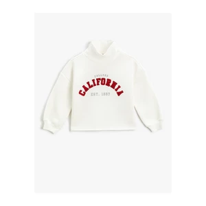 Koton College Sweatshirt Half Turtleneck with Embroidery And Applique Detailed.