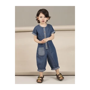 Mushi Pocket Detailed Boys' Denim Overalls