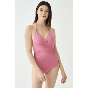 Dagi Women's Pink Covered Halterneck Swimwear